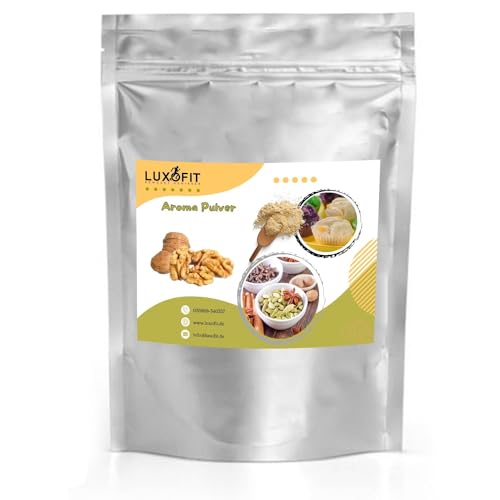 Luxofit Walnuss Aroma Pulver, Geschmacksverfeinerung von Lebensmitteln und Getränke, Aromatisieren, für private Küche und Gastronomie, Made in Germany, GMO-Frei, Vegetarisch und Vegan (500 g) von luxofit