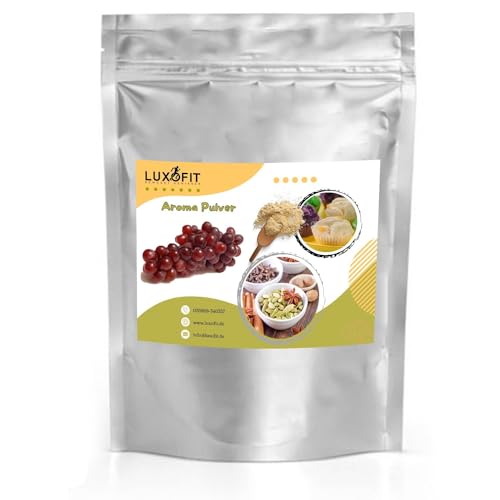 Luxofit Weintraube Aroma Pulver, Aromatisierung von Getränken und Lebensmitteln, Geschmacksverfeinerung, geeignet für Küche und Gastronomie, Vegetarisch und Vegan, Made in Germany (200 g) von luxofit