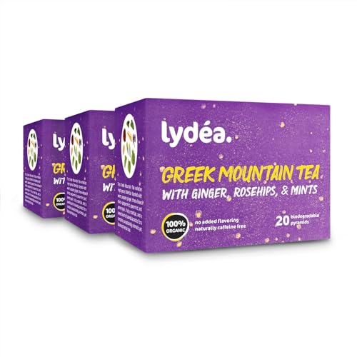 lydéa Lydea Bio Griechischer Bergtee mit Ingwer, Hagebutten & Minzen, 60 Pyramiden, 3er Pack [3 x 20 Pyramiden] von lydéa