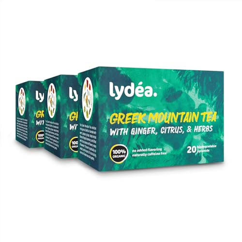 lydéa Lydea Bio Griechischer Bergtee mit Ingwer, Zitrusfrüchten & Kräutern, 60 Pyramiden, 3er Pack [3 x 20 Pyramiden] von lydéa