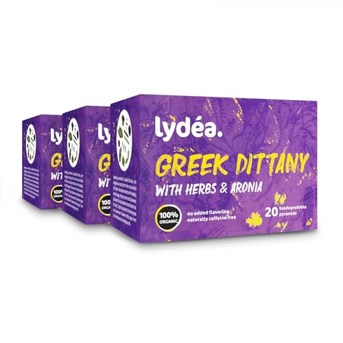 lydéa Lydea Bio Kräutertee, Griechische Dittany mit Kräutern & Aronia, 60 Pyramiden, 3er Pack [3 x 20 Pyramiden] von lydéa