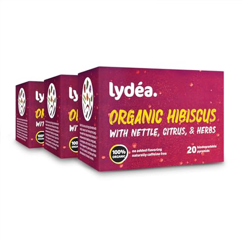 lydéa Lydea Bio Kräutertee, Hibiskus mit Brennnessel, Zitrusfrüchten & Kräutern, 60 Pyramiden, 3er Pack [3 x 20 Pyramiden] von lydéa