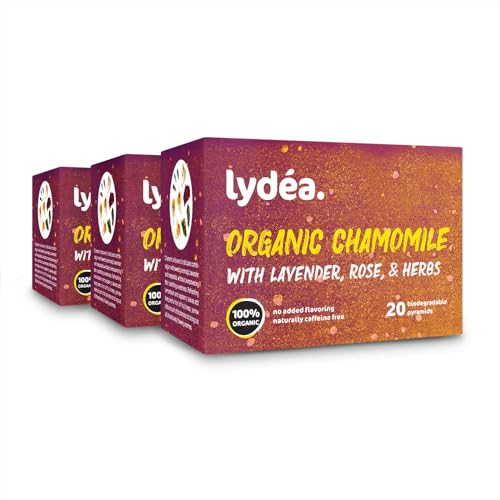Lydea Bio-Kräutertee, Kamille mit Lavendel, Rose und Kräutern, 60 Pyramiden, 3er-Pack [3 x 20 Pyramiden] von lydéa