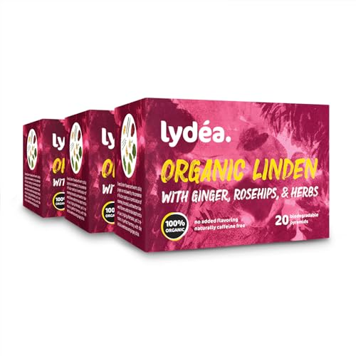 lydéa Lydea Bio Kräutertee, Linde mit Ingwer, Hagebutten & Kräutern, 60 Pyramiden, 3er Pack [3 x 20 Pyramiden] von lydéa