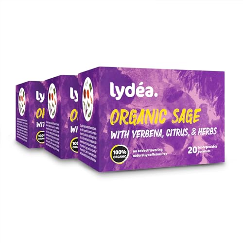 lydéa Lydea Bio Kräutertee, Salbei mit Eisenkraut, Zitrusfrüchten & Kräutern, 60 Pyramiden, 3er Pack [3 x 20 Pyramiden] von lydéa