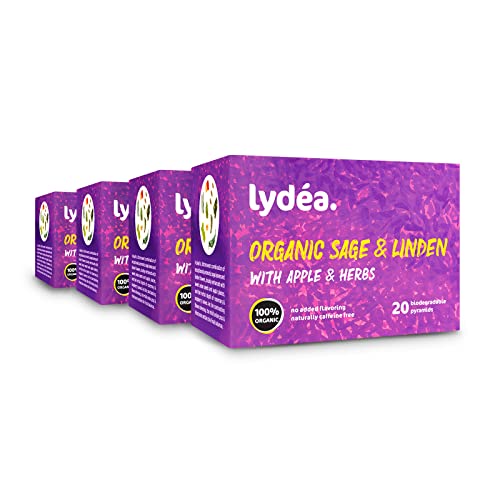 Lydea Bio-Kräutertee, Salbei und Linde mit Apfel und Kräutern, 80 Pyramiden, 4er-Pack [4 x 20 Pyramiden] von lydéa