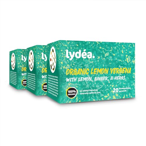 Lydea Bio-Kräutertee, Zitronenverbene mit Zitrone, Ingwer und Kräutern, 60 Pyramiden, 3er-Pack [3 x 20 Pyramiden] von lydéa