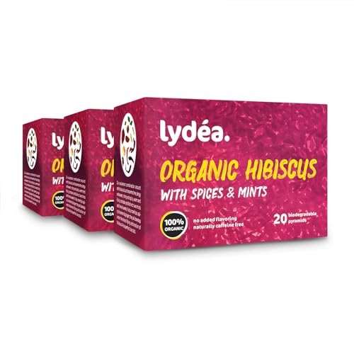 lydéa Lydea Bio Kräutertee Hibiskus mit Gewürzen & Minzen 60 Pyramiden 3er Pack [3 x 20 Pyramiden] von lydéa