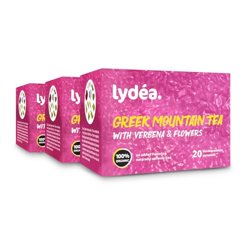 Lydea Griechischer Bio-Bergtee mit Verbena und Blüten, 60 Pyramiden, 3er-Pack [3 x 20 Pyramiden] von lydéa