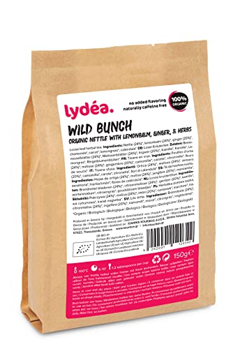 Lydea Wildkräuter, Bio-Kräutertee mit Brennnessel, Zitronenmelisse, Ingwer und Kräutern, loser Kräutertee, 150 g Packung von lydéa