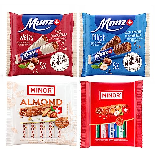 MINOR MUNZ Schokoladen Riegel Set | 20 Schokoriegel | 5 x Mandel 5 x Classic 5 x Milch 5 x Weiße Schokolade | Prügeli Branches Praliné Stängel aus der Schweiz MINOR MUNZ Schokoladen Riegel Set | 20 Schokoriegel | 5 x Mandel 5 x Classic 5 x Milch 5 x Weiße Schokolade | Prügeli Branches Praliné Stängel aus der Schweiz von maestrani