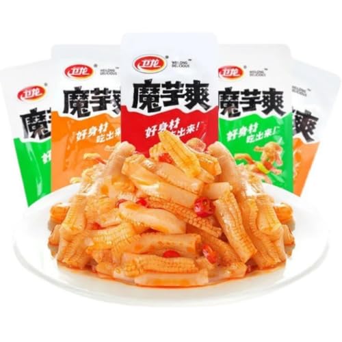 Konjac Snacks Móyù Shuǎng, Chinesische Würzige Teufelszunge Snacks, 15g x 10 Beutel, Fettarm & Kalorienarm, Knusprig Würzige Konjac Streifen, Vegan Snack für Partys, Büro & Diät von mafuse