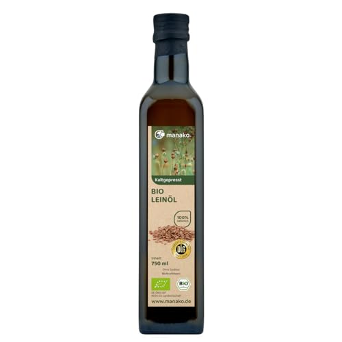 manako BIO Leinöl human, kaltgepresst und 100% rein, 750 ml Glasflasche manako BIO Leinöl human, kaltgepresst und 100% rein, 750 ml Glasflasche von manako