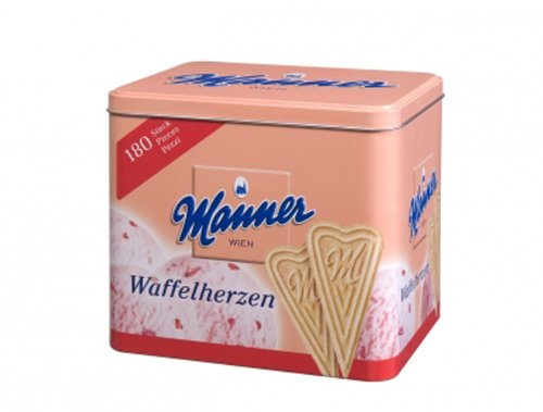 Manner Waffelherzen 180 Stück, 1er Pack (1 x 900 g) von manner