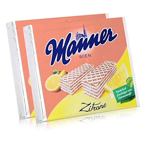 Manner Wien Zitronencreme Schnitten 75g - Knusprige Waffeln (2er Pack) von manner