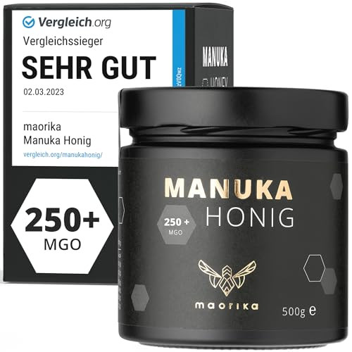 maorika - Manuka Honig 250 MGO + 500g im Glas (lichtundurchlässig, kein Plastik) - laborgeprüft, zertifiziert von maorika