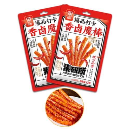 McKona Würzig Gewürzte 62g Pro Beutel Big Latiao Würzige Chinesische Snacks, Hot & Spicy Stick Gluten Strips, Scharfer Weizensnack Klassische Hot Strips fürs Büro, (Spicy Spicy Stick)(2 pcs) von mckona