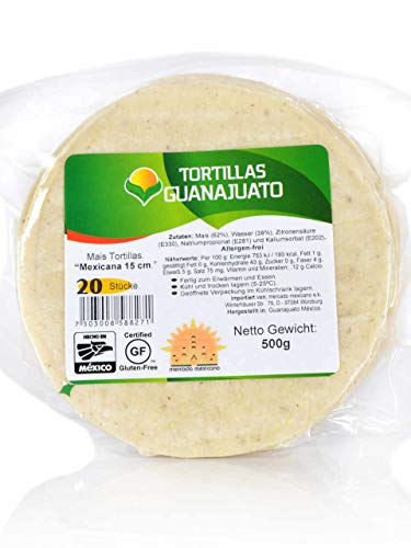 Weiße Maistortillas Mexicana Guanajuato glutenfrei, 15cm, 20 Stück (500gr.) von mercado mexicano