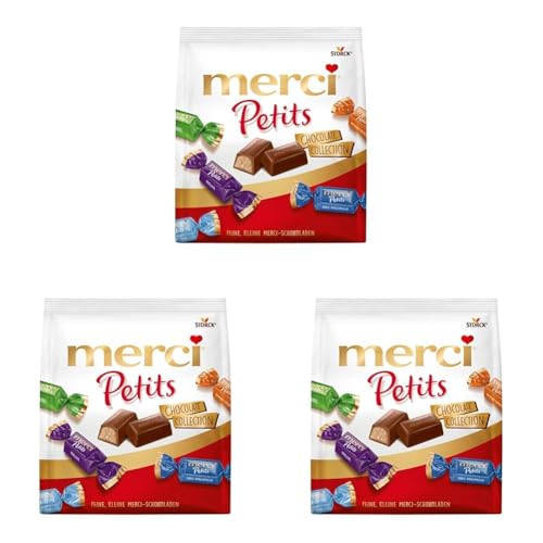 merci Petits Chocolate Collection – 3 x 200g – Mix aus nicht gefüllten und gefüllten Schokoladen-Spezialitäten von merci Petits