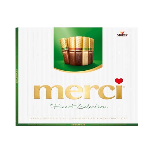 merci Finest Selection Mandel Knusper Vielfalt – 1 x 250g – Gefüllte und nicht gefüllte Schokoladen-Spezialitäten von merci