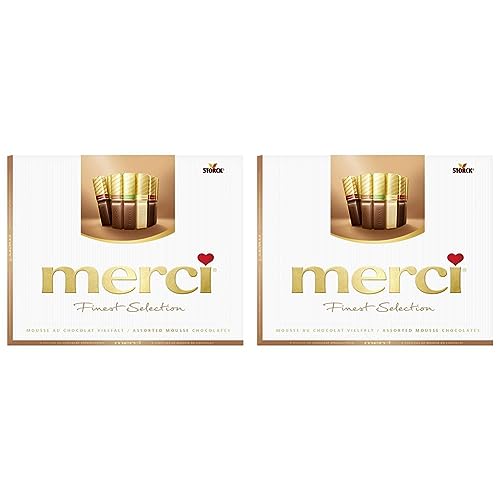 merci Finest Selection Mousse au Chocolat Vielfalt – 1 x 210g – Gefüllte und nicht gefüllte Schokoladen-Spezialitäten (Packung mit 2) von merci