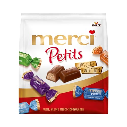 merci Petits Chocolate Collection – 1 x 200g – Mix aus nicht gefüllten und gefüllten Schokoladen-Spezialitäten von merci