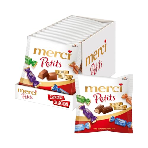 merci Petits Chocolate Collection – 12 x 125g – Mix aus nicht gefüllten und gefüllten Schokoladen-Spezialitäten von merci