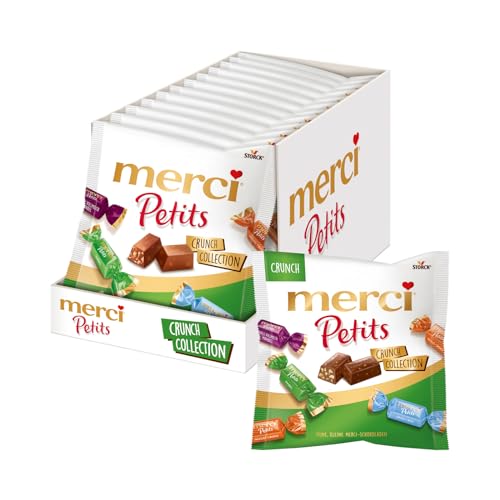 merci Petits Crunch Collection – 12 x 125g – Mix aus nicht gefüllten und gefüllten Schokoladen-Spezialitäten von merci Petits