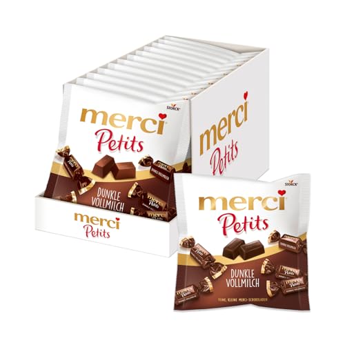 merci Petits Dunkle Vollmilch – 12 x 125g – Kleine Pralinen aus Edel-Vollmilchschokolade von merci Petits