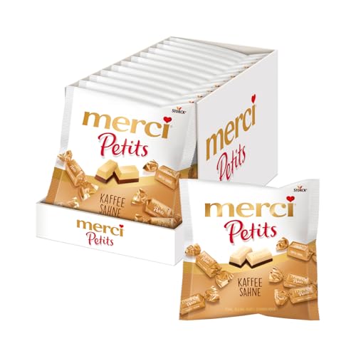 merci Petits Kaffee-Sahne – 12 x 125g – Kleine Pralinen aus weißer Schokolade auf Edel-Kaffee-Sahneschokolade von merci Petits