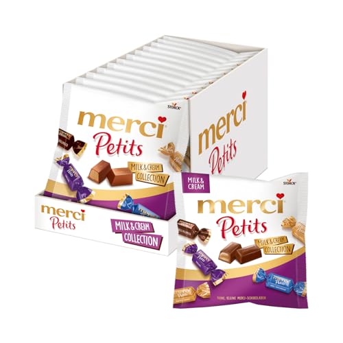 merci Petits Milk and Cream Collection – 12 x 125g – Mix aus nicht gefüllten und gefüllten Schokoladen-Spezialitäten von merci Petits