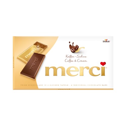 merci Tafelschokolade Kaffee-Sahne – 1 x 100g – Feinste Täfelchen aus Edel-Kaffee-Sahneschokolade auf Weißer Schokolade merci Tafelschokolade Kaffee-Sahne – 1 x 100g – Feinste Täfelchen aus Edel-Kaffee-Sahneschokolade auf Weißer Schokolade von merci