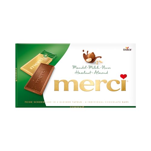merci Tafelschokolade Mandel-Milch-Nuss – 1 x 100g – Feinste Täfelchen aus Edel-Vollmilchschokolade mit Haselnuss- und Mandelstückchen merci Tafelschokolade Mandel-Milch-Nuss – 1 x 100g – Feinste Täfelchen aus Edel-Vollmilchschokolade mit Haselnuss- und Mandelstückchen von merci