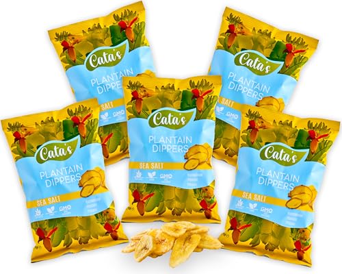Cata's Bananenchips ohne Zucker aus Kolumbien - 5x 70g Plantain Chips mit Meersalz, Kochbananen Chips - (Pack von 5) von mexhaus