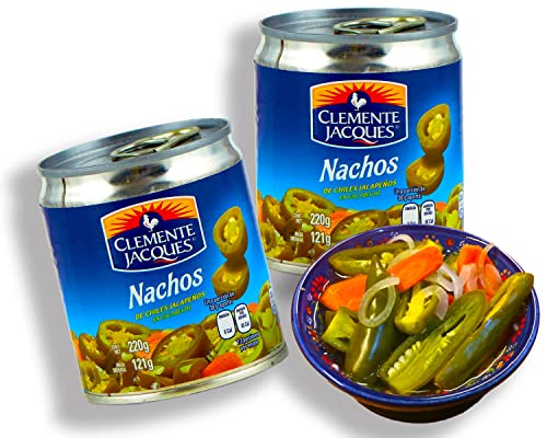 Jalapenos eingelegt Chilli Schoten Nachos - (Pack von 2) je 220gr scharfe Jalapeno Scheiben aus Mexiko von Clemente Jacques von mexhaus