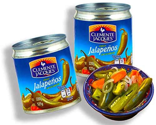 Jalapenos eingelegt Chilli Schoten ganz - (Pack von 2) je 220gr scharfe Jalapeno ganze Schote aus Mexiko von Clemente Jacques von mexhaus