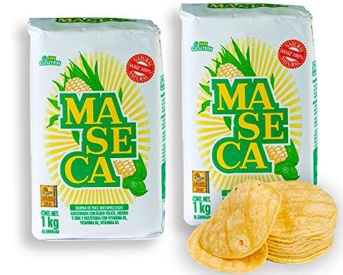 Maseca aus Mexiko Maismehl für Tortillas 1 kg (Pack von 2) Harina de Maiz, Masa Harina, Mehl glutenfrei von mexhaus