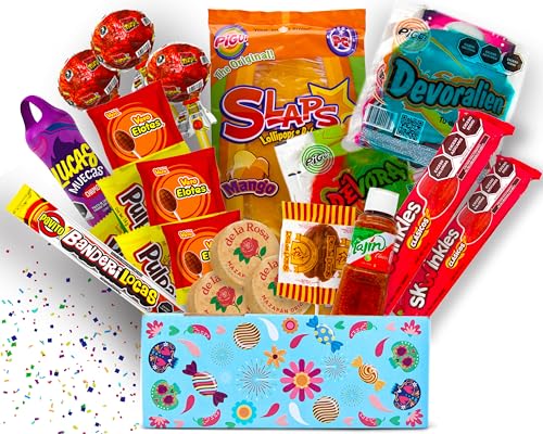 Mexikanische scharfe Süßigkeiten Box (Candy Box mit 32 Stück) - Süssigkeiten Box und Snack Box, Mexiko Geschenk Set für Geburtstag, Weihnachten, Partybox von mexhaus