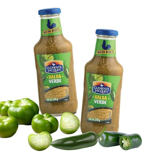 Salsa Verde Scharfe Soße Set - (Pack von 2) Grüne soße Hot Sauce Set / Tomaten Chili Sauce aus Mexiko Clemente Jacques plus Takis Fuego Lollipop von mexhaus