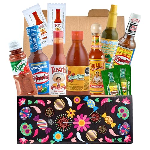 Scharfe Soßen Set (7 Sorten) – 100% Mexiko - Tajín, El Tapatio, Valentina, El Yucateco, Cholula, Lol-Tun und 4 Salsa-Tütchen von mexhaus