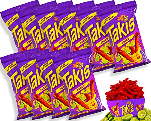 Takis Chips Fuego Chips Box - (Pack von 10) je 56g - Chips Grosspackung Chips scharf von mexhaus