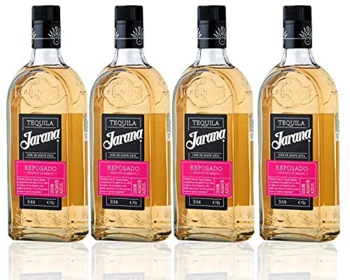 Tequila Reposado Jarana 100% Agave - (Pack von 4) 35% vol. traditionell mexikanisch aus 100% blauer Agave - 4 Monate in Eichenfässern gelagert (1x 0,7l) von mexhaus
