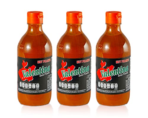 Valentina extra scharfe Soße - Mexican Hot - Spicy Sauce - Salsa Picante (3er Set Schwarz à 370ml) - glutenfrei, fettfrei und ohne Zucker - Perfekt für Gegrilltes, Tacos, Quesadillas & mehr von mexhaus
