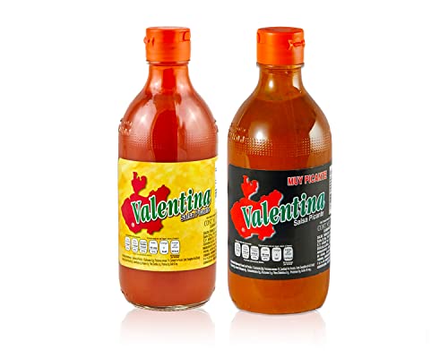 Valentina hot Sauce scharfe Soße - (Pack von 2) je 370ml Valentina Salsa Picante scharfe und extra scharfe chili Sauce von mexhaus