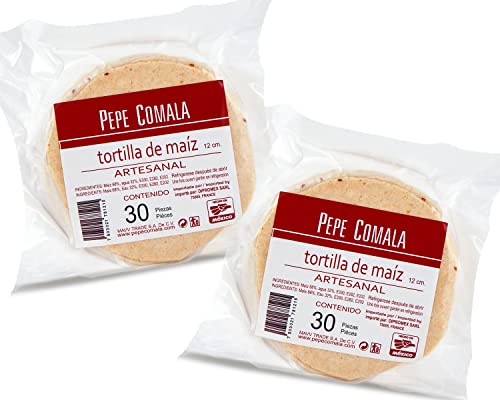 Weiße Mais Tortillas Pepe Comala 500g (12 cm je ca. 30 St.), Pack von 2, Mexikanische traditionelle glutenfreie Tortilla de Maiz von mexhaus