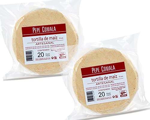 Weiße Mais Tortillas Pepe Comala 500g (15 cm je ca. 20 St.), Pack von 2, Mexikanische traditionelle glutenfreie Tortilla de Maiz von mexhaus