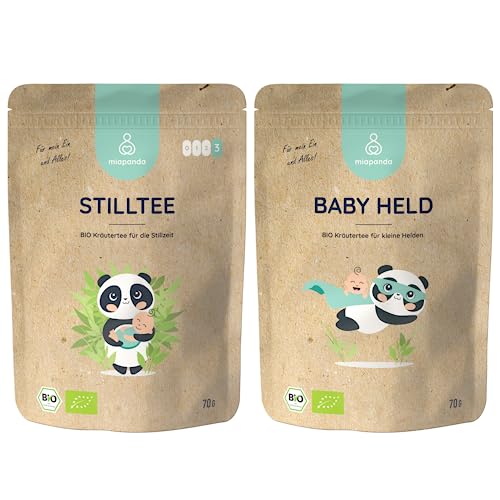 miapanda Bio Stilltee mit hochdosiertem Bockshornklee und unser beliebter Baby Held Tee - 100% BIO (DE-ÖKO-037) von miapanda