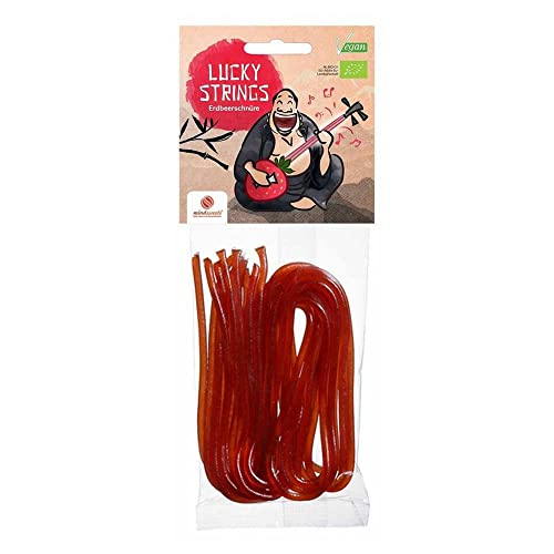 MIND SWEETS Bio Fruchtgummischnüre, Lucky Strings, Erdbeere, 75g (1er Pack) von mind sweets