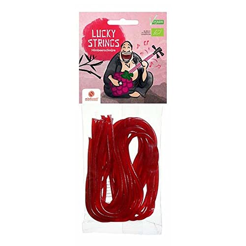 MIND SWEETS Bio Fruchtgummischnüre, Lucky Strings, Himbeere, 75g (1er Pack) von mind sweets