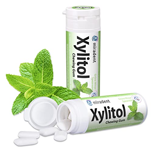 6x Miradent Xylitol Chewing Gum Zahnpflegekaugummis 30 Stück Dose spearmint (6x 30g) von miradent